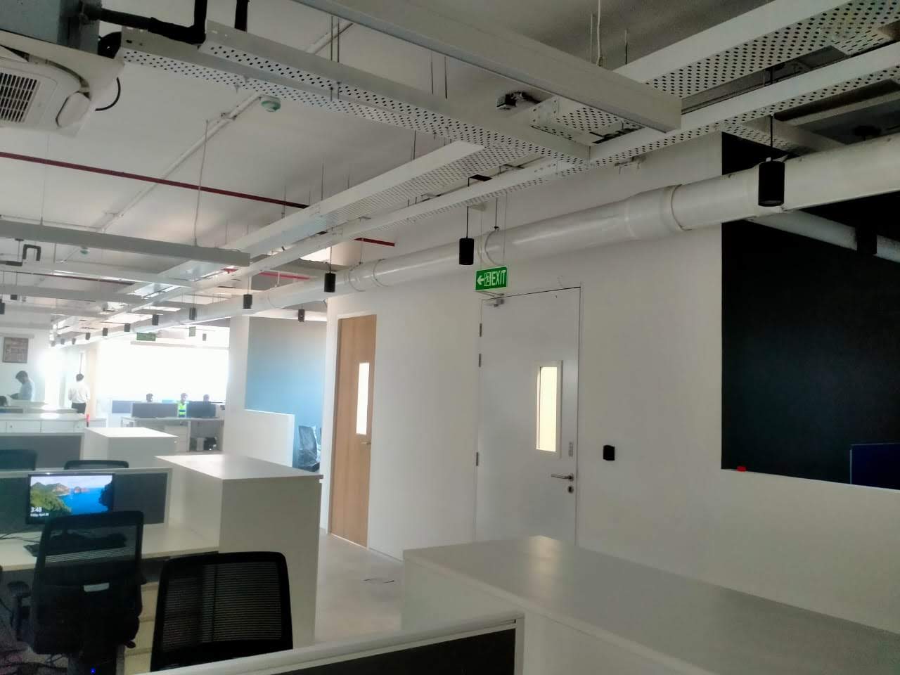 Installed ceiling ductwork and air distribution