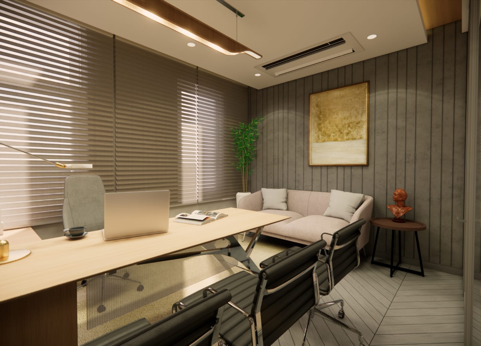 Completed workspace interior
