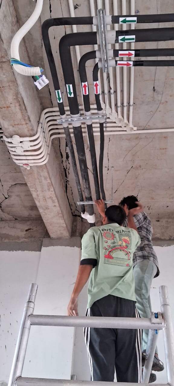 Overhead building services installation