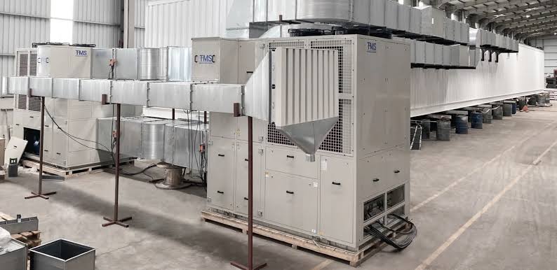 Industrial HVAC equipment inside a production facility
